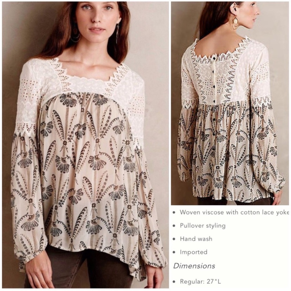 Anthropologie Floreat Cantata peasant top blouse